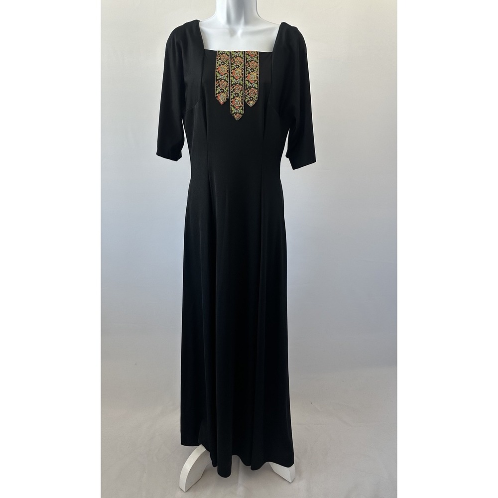 Corky Craig California VTG 1960s Brodcade Accent Maxi Dress Mod Boho (b21) READ